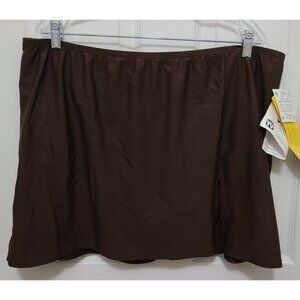 NEW A Shore Fit Women's Pull On Swimsuit Swim‎ Skort Skirt Brown Plus Size 24W